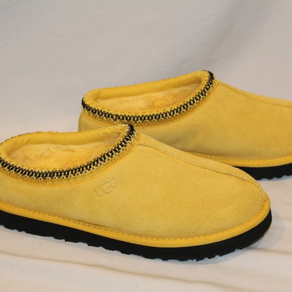 NIB UGG MEN'S TASMAN SUEDE SHEARLING SLIP ON SLIPPERS YELLOW - Picture 2 of 7